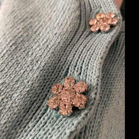 ZARA KNIT CARDIGAN SWEATER WITH JEWELED BUTTONS AND POMPOMS - Picture 9 of 10